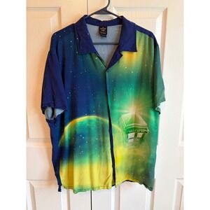 BBC Doctor Who Our Universe TARDIS Galaxy Rayon Button Up Shirt Mens Large L